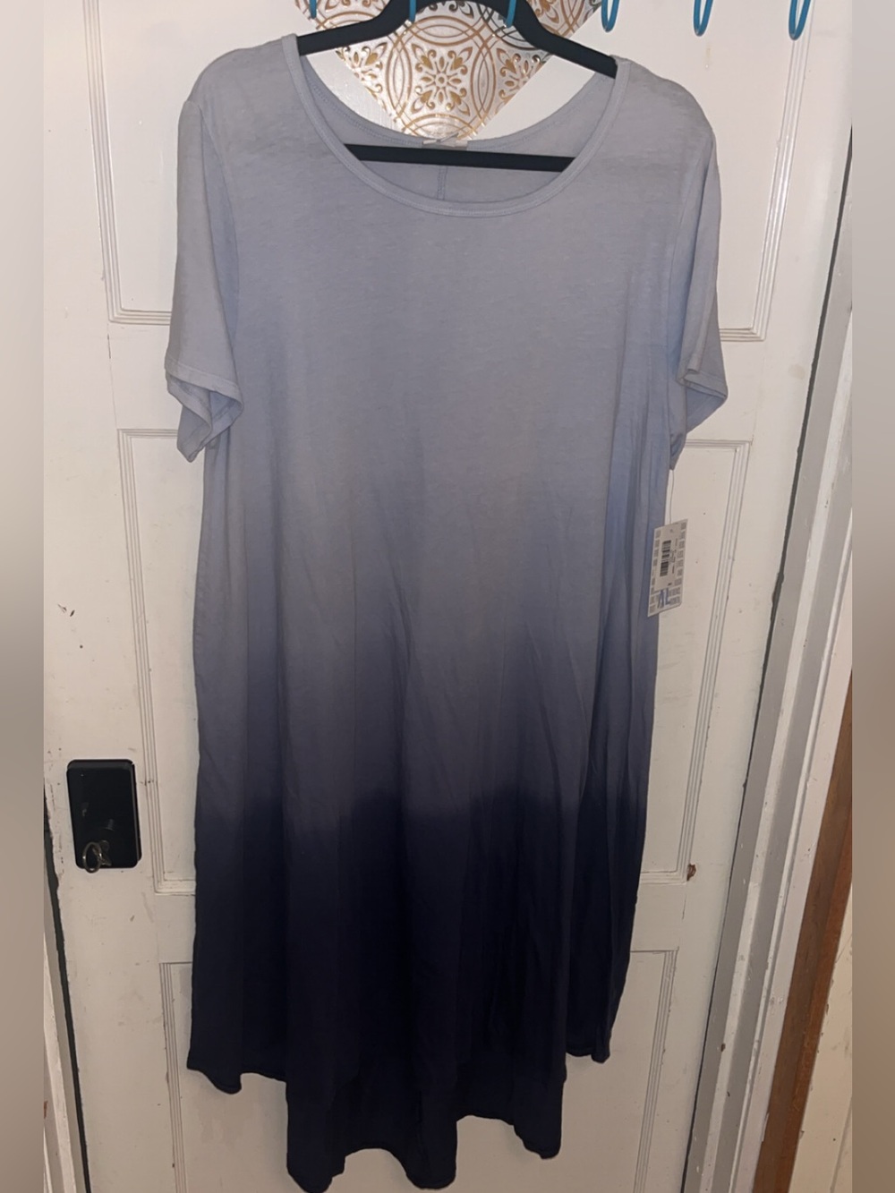 Ombre Midi T-Shirt Dress in Light to Dark Blue